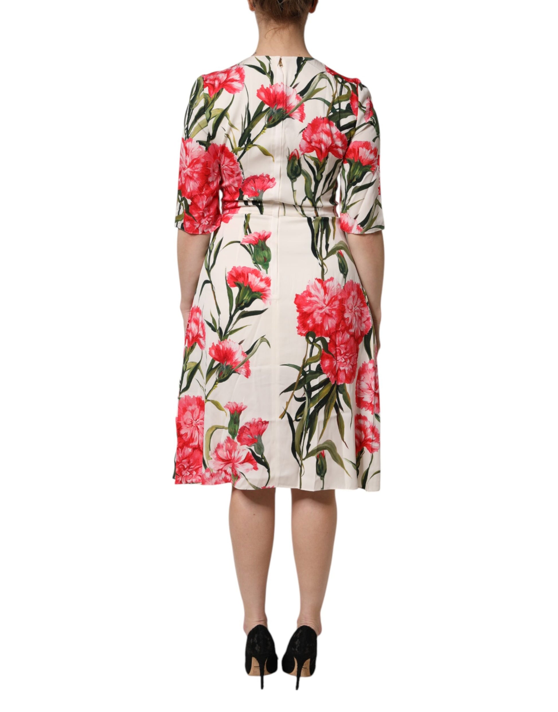 Pink Floral Print Short Sleeves Sheath Dress