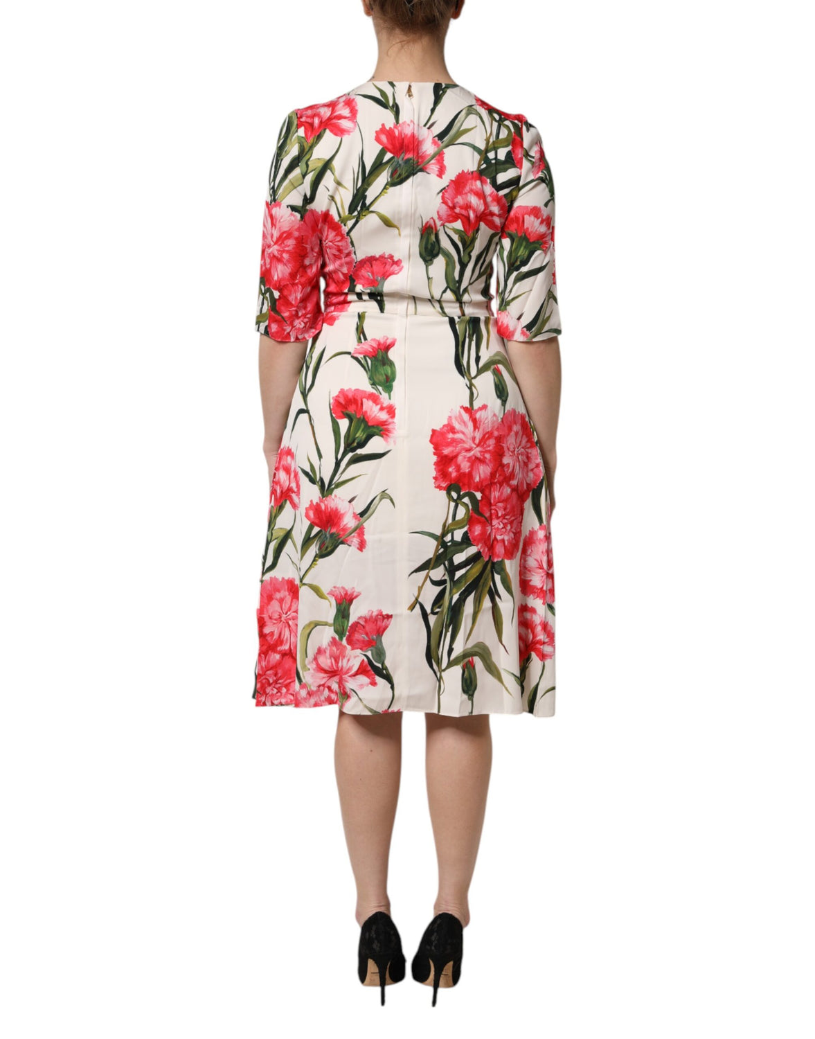 Pink Floral Print Short Sleeves Sheath Dress