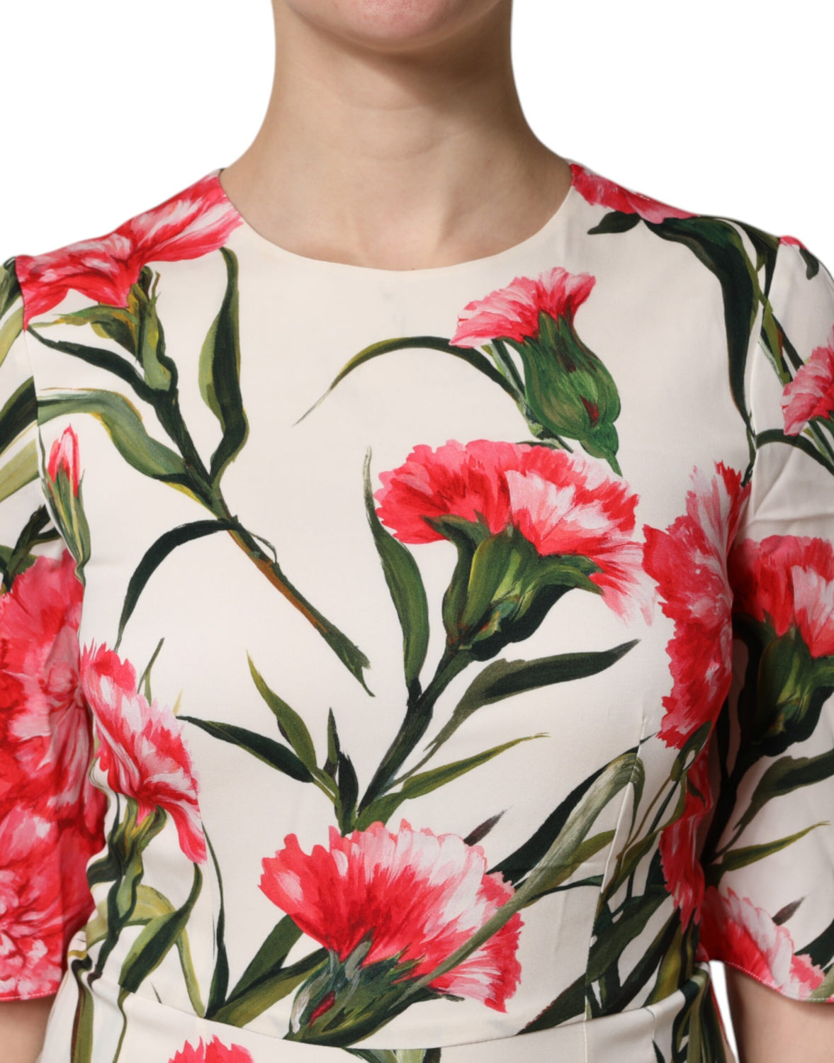Pink Floral Print Short Sleeves Sheath Dress