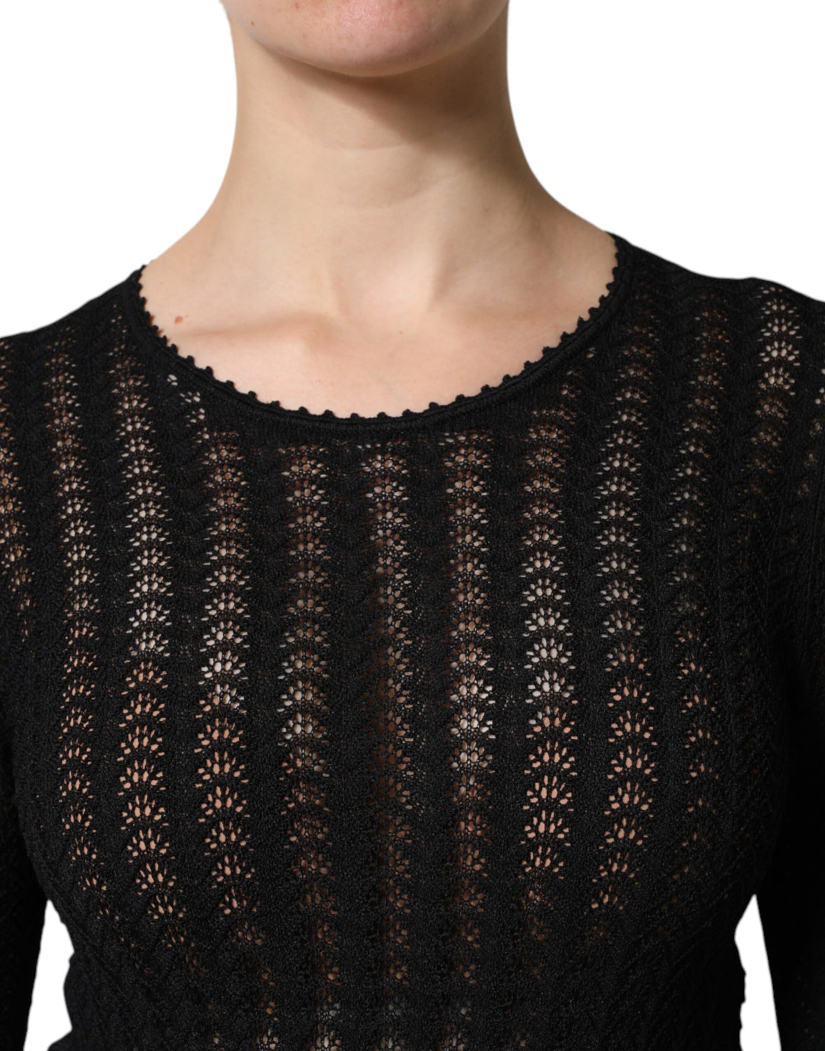 Black Cashmere Long Sleeves A-line Midi Dress