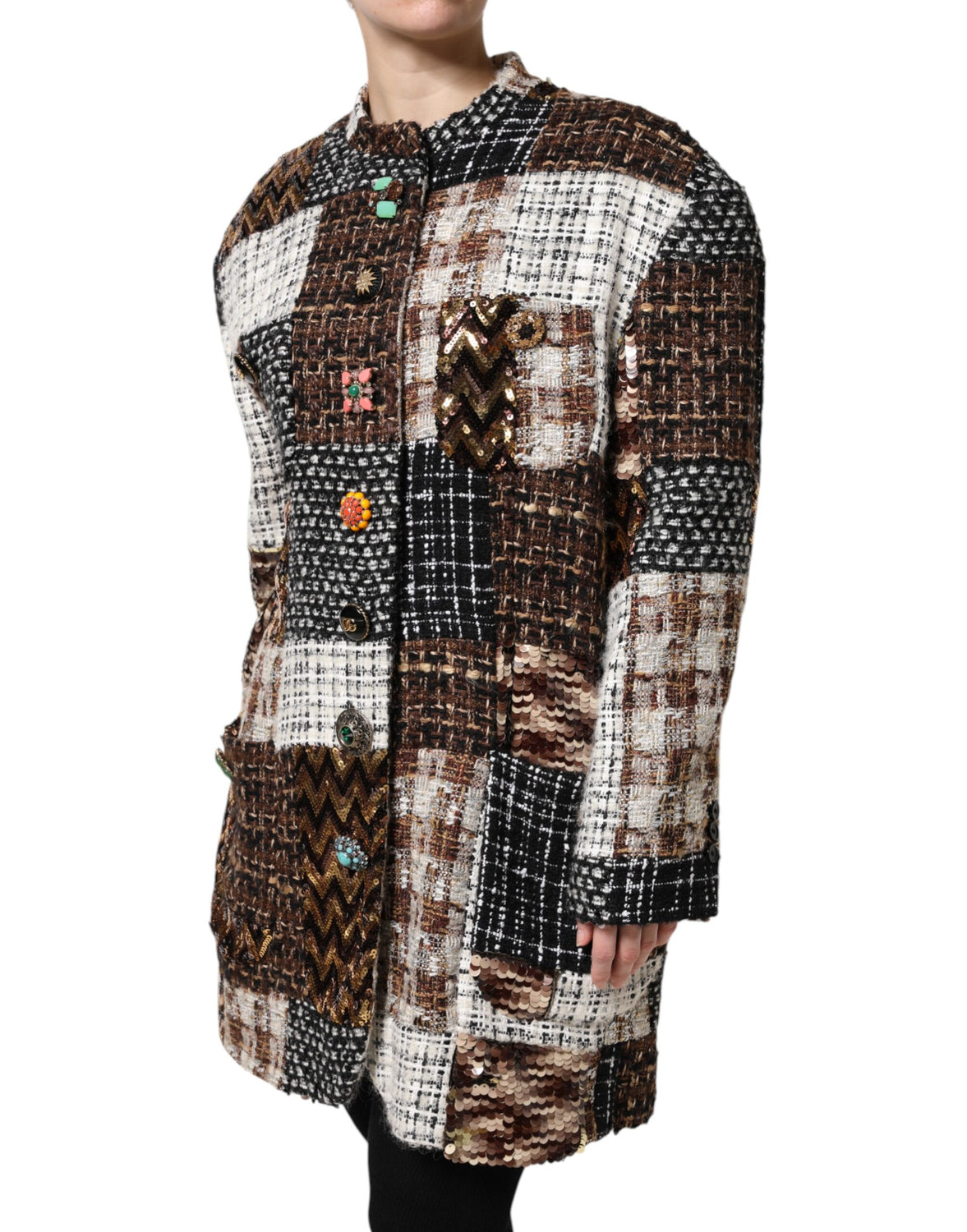 Multicolor Patchwork Button Down Jacket