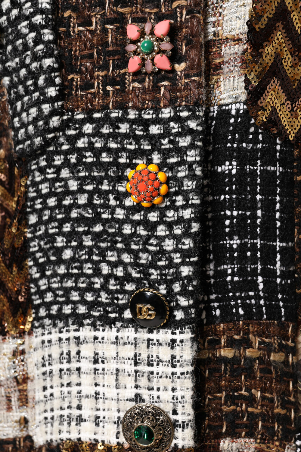 Multicolor Patchwork Button Down Jacket