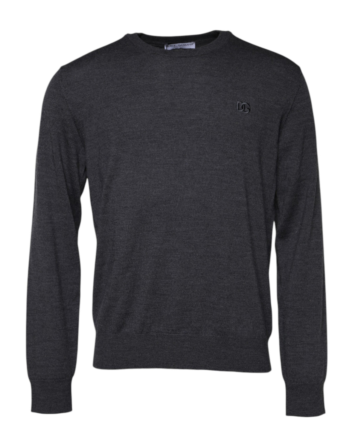 Gray Wool Logo Knitted Men Pullover Sweater