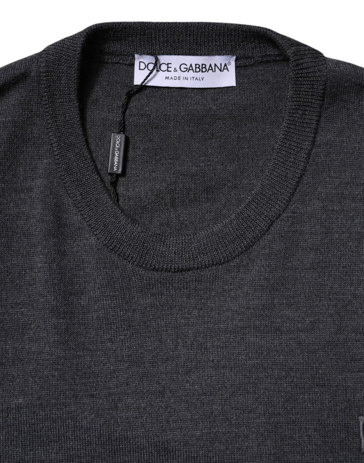 Gray Wool Logo Knitted Men Pullover Sweater