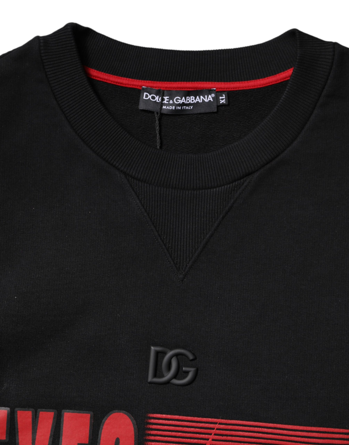 Black Cotton Graphic Print Pullover Sweater