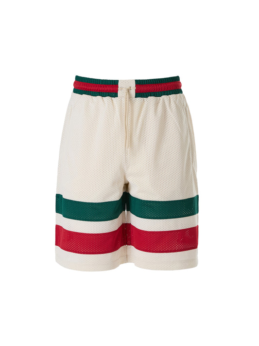 Cream polyester Logo Shorts