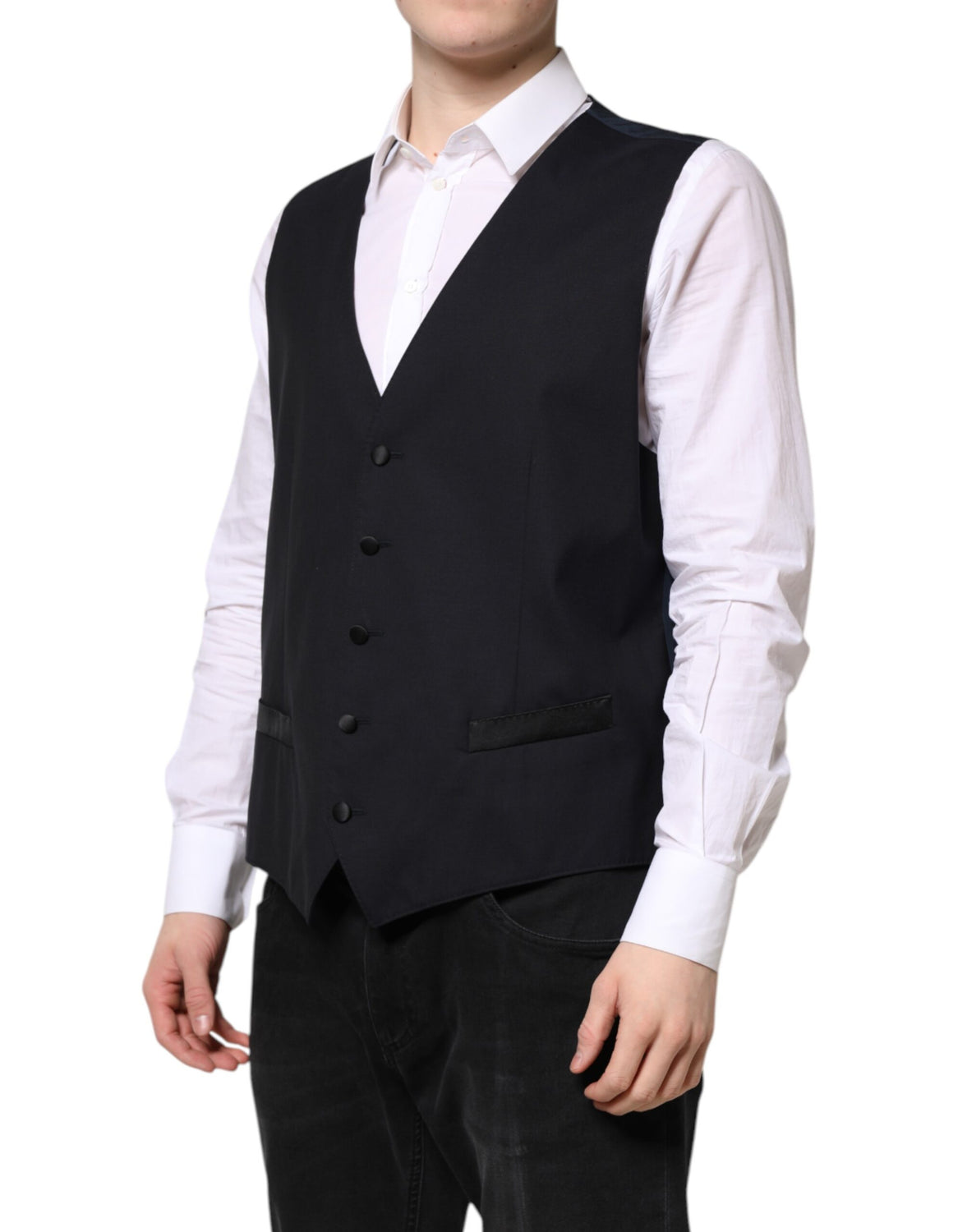 Black Wool Waistcoat Dress Formal Vest