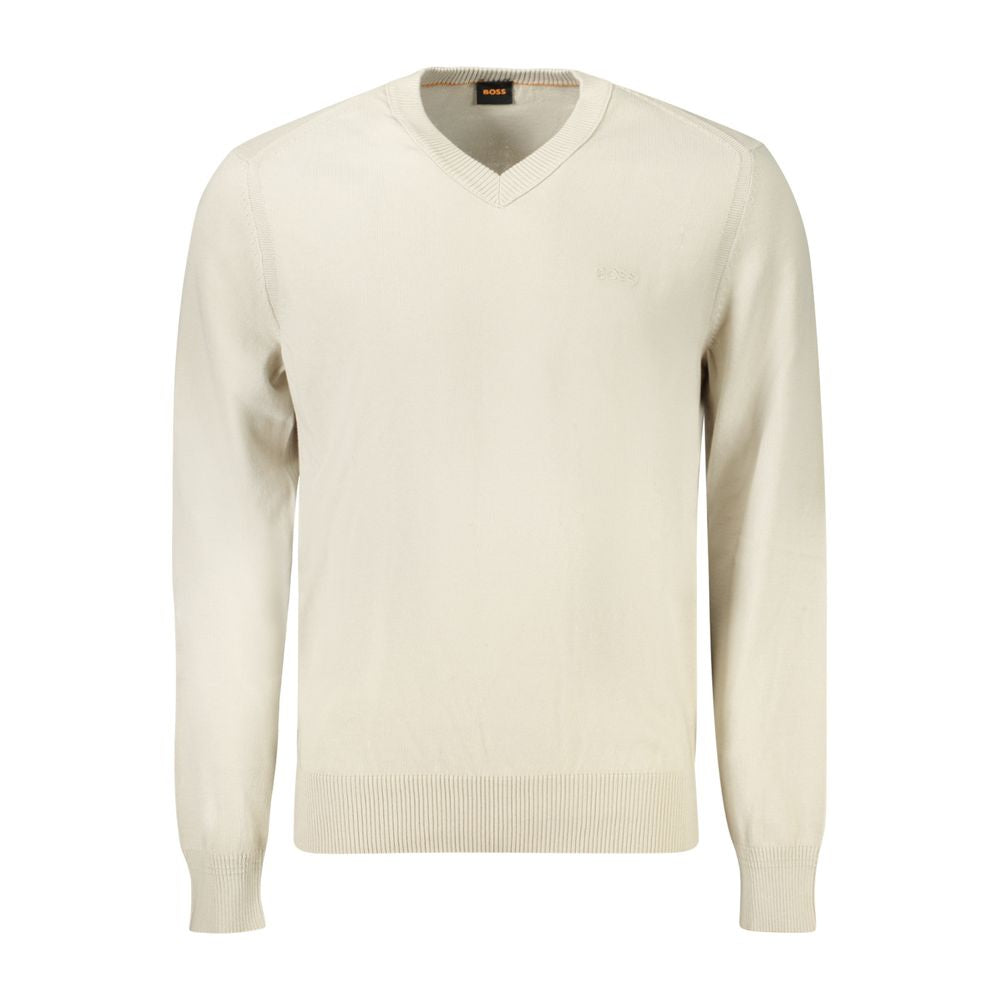 Beige Cotton Men's Long Sleeve Shirt