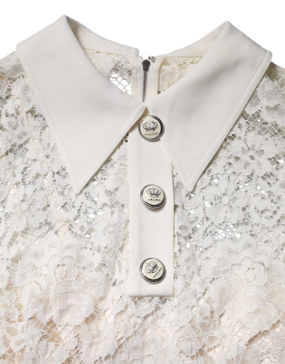 White Floral Lace Long Sleeves A-line Dress