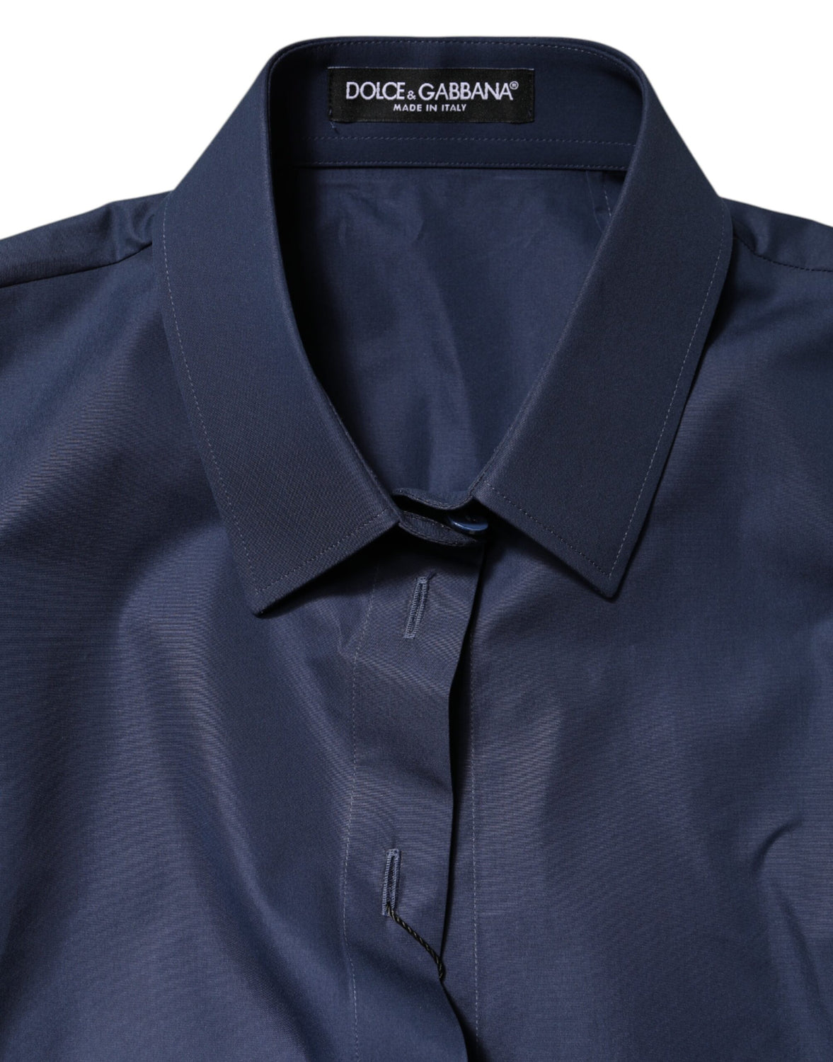Blue Cotton Short Sleeves Button Down Top