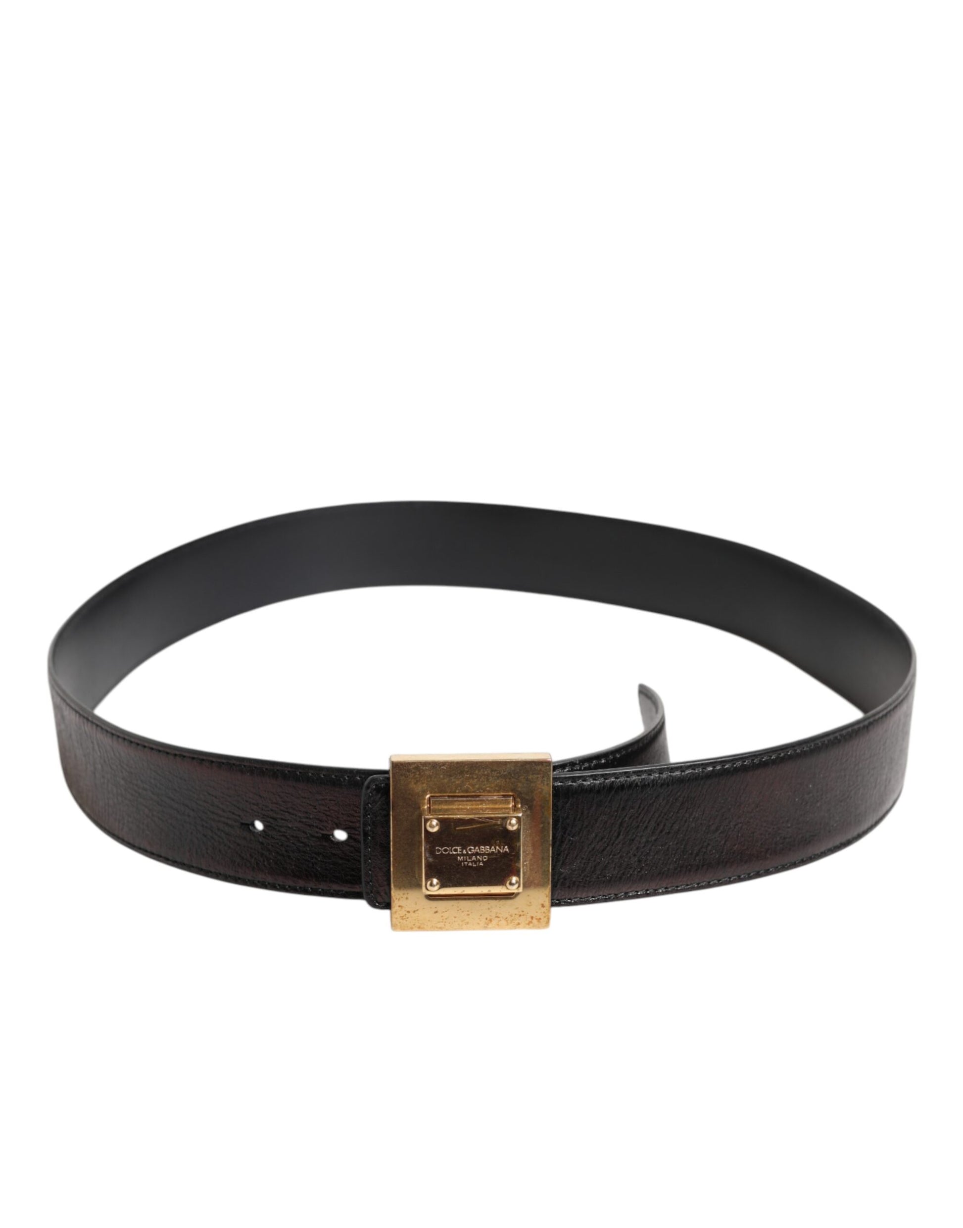 Brown Leather Gold Metal Buckle Classic Belt