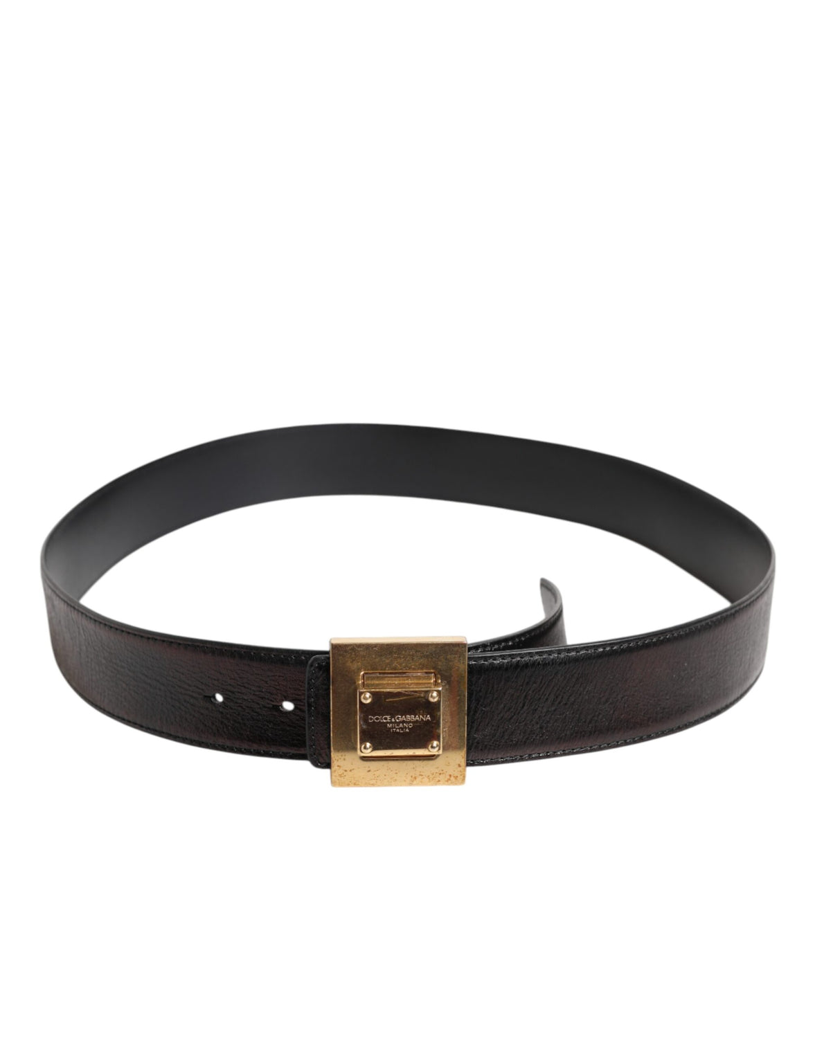 Brown Leather Gold Metal Buckle Classic Belt