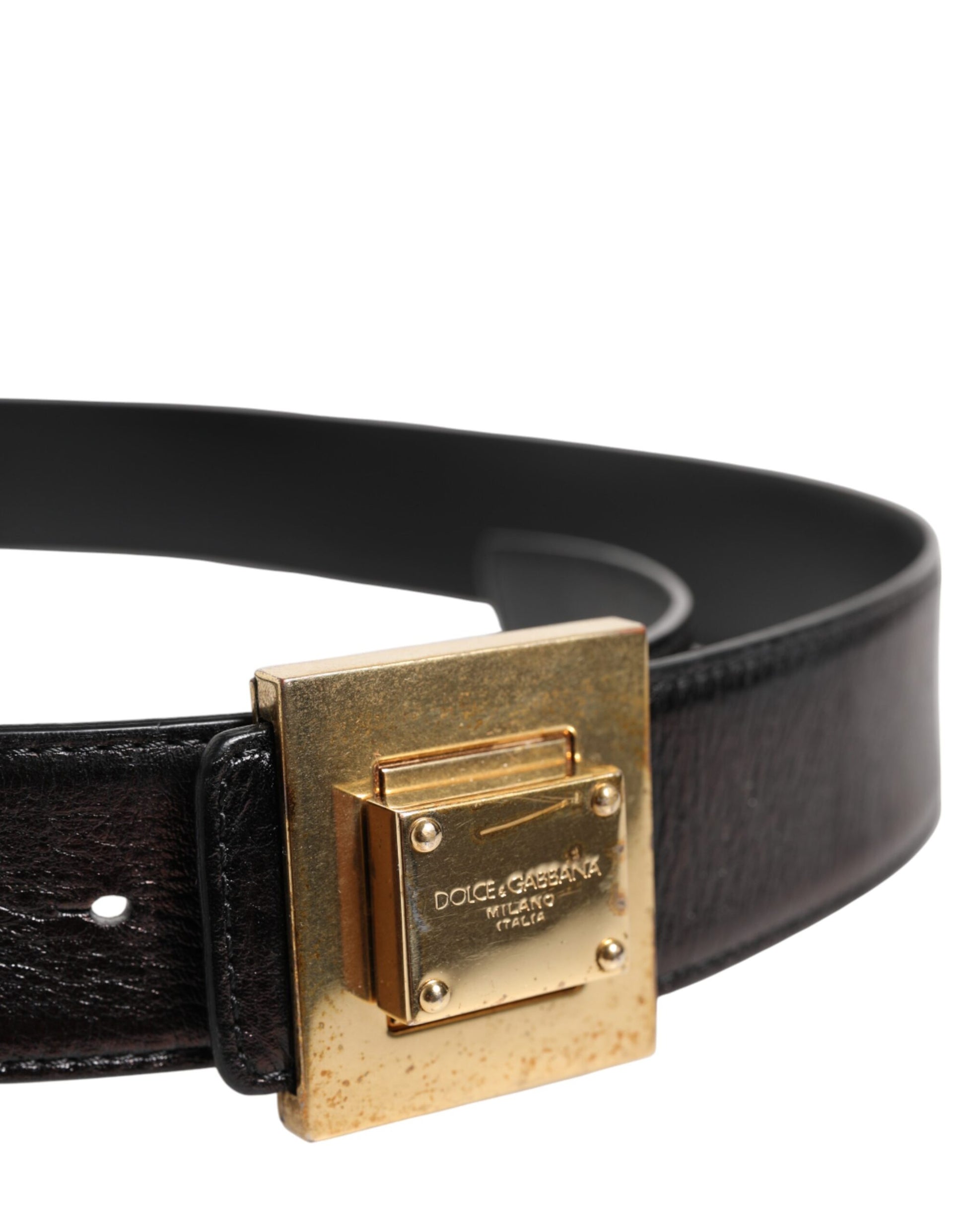 Brown Leather Gold Metal Buckle Classic Belt