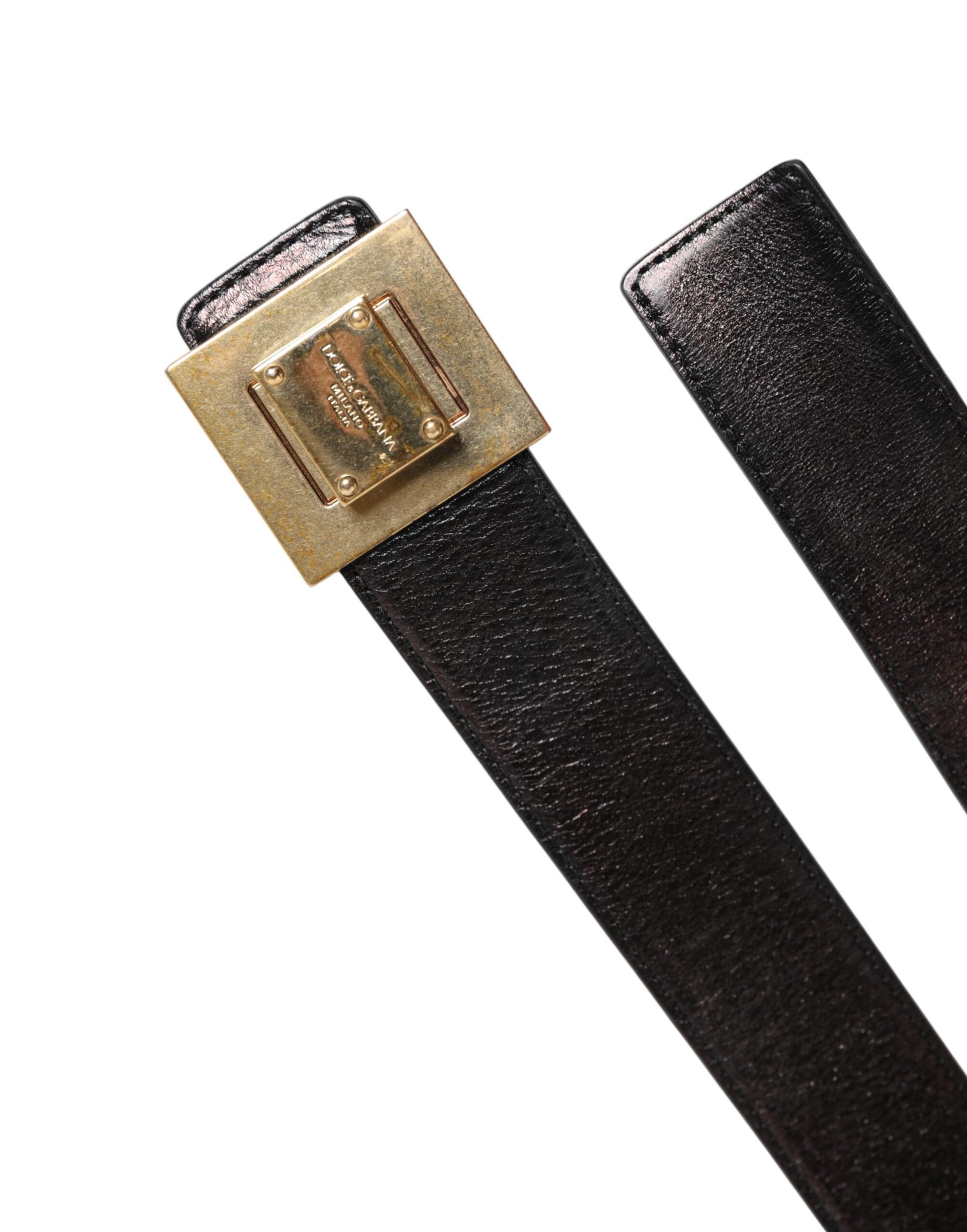 Brown Leather Gold Metal Buckle Classic Belt