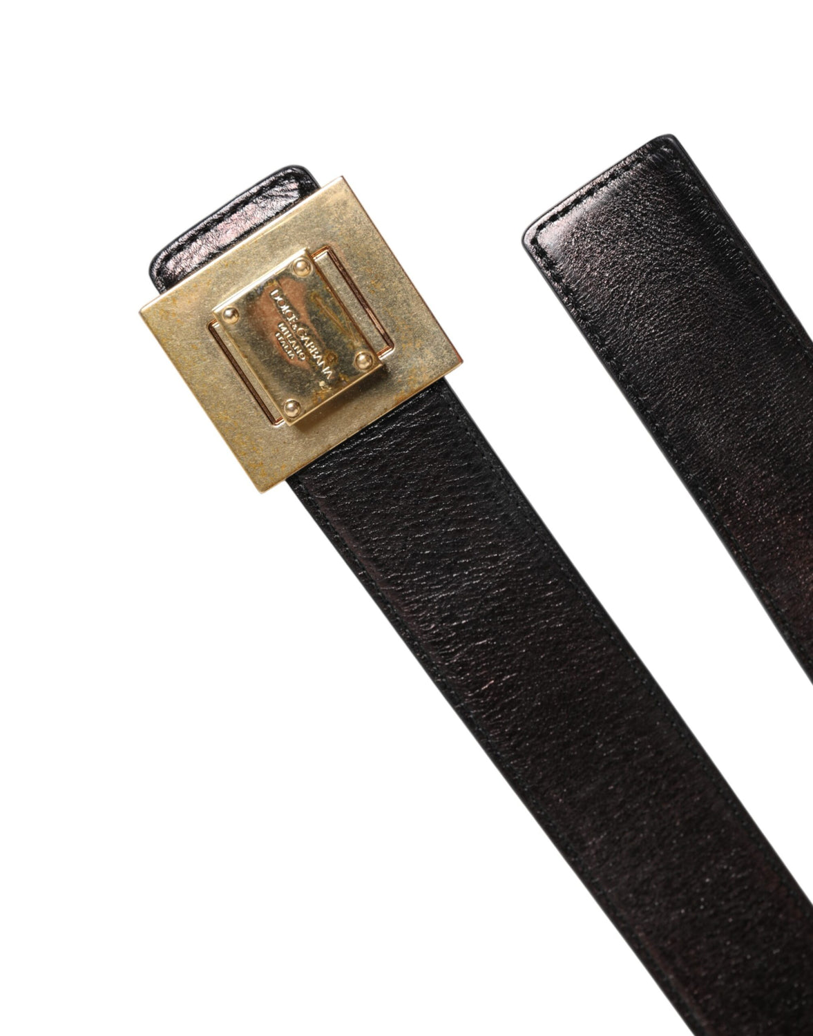 Brown Leather Gold Metal Buckle Classic Belt