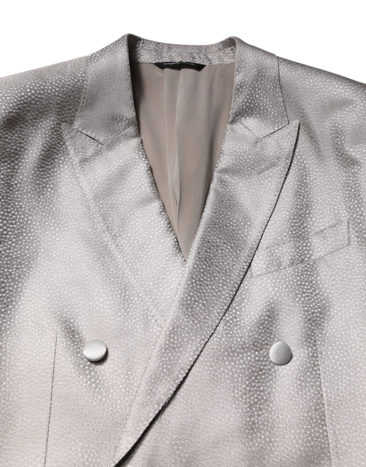 Light Gray Jacquard Silk Dotted 2 Piece Suit