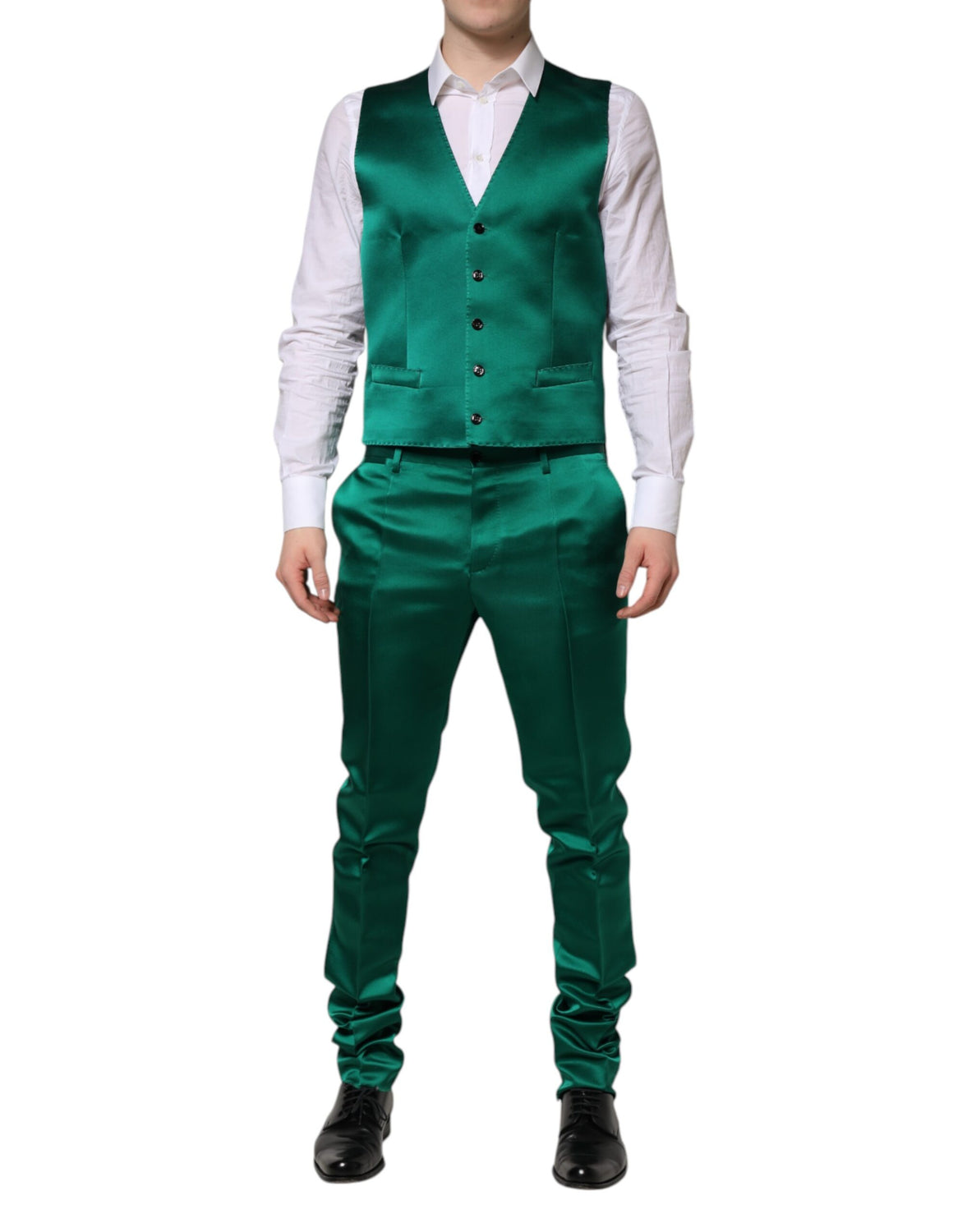 Green Silk 3 Piece Single Breasted Suit