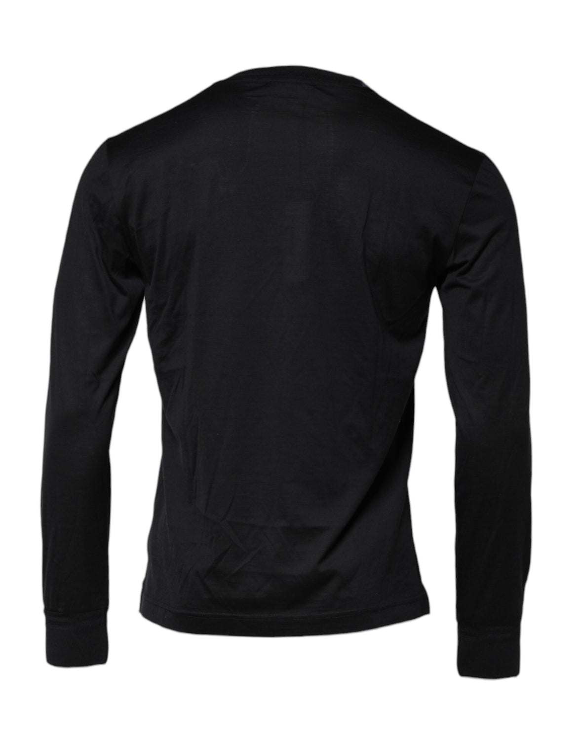 Dark Blue Silk Crew Neck Men Pullover Sweater