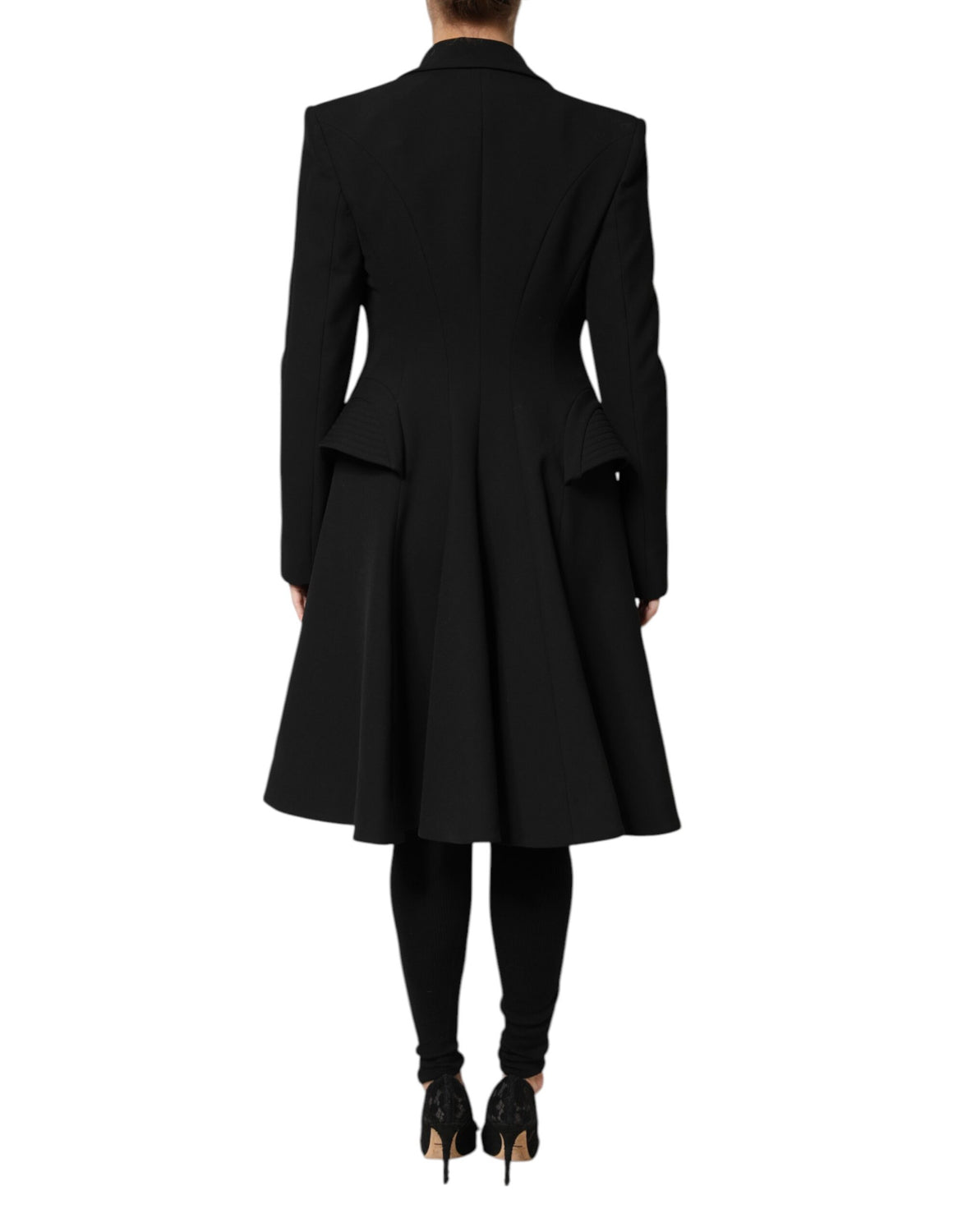 Black Polyester Single Breasted Trench Coat Jacket