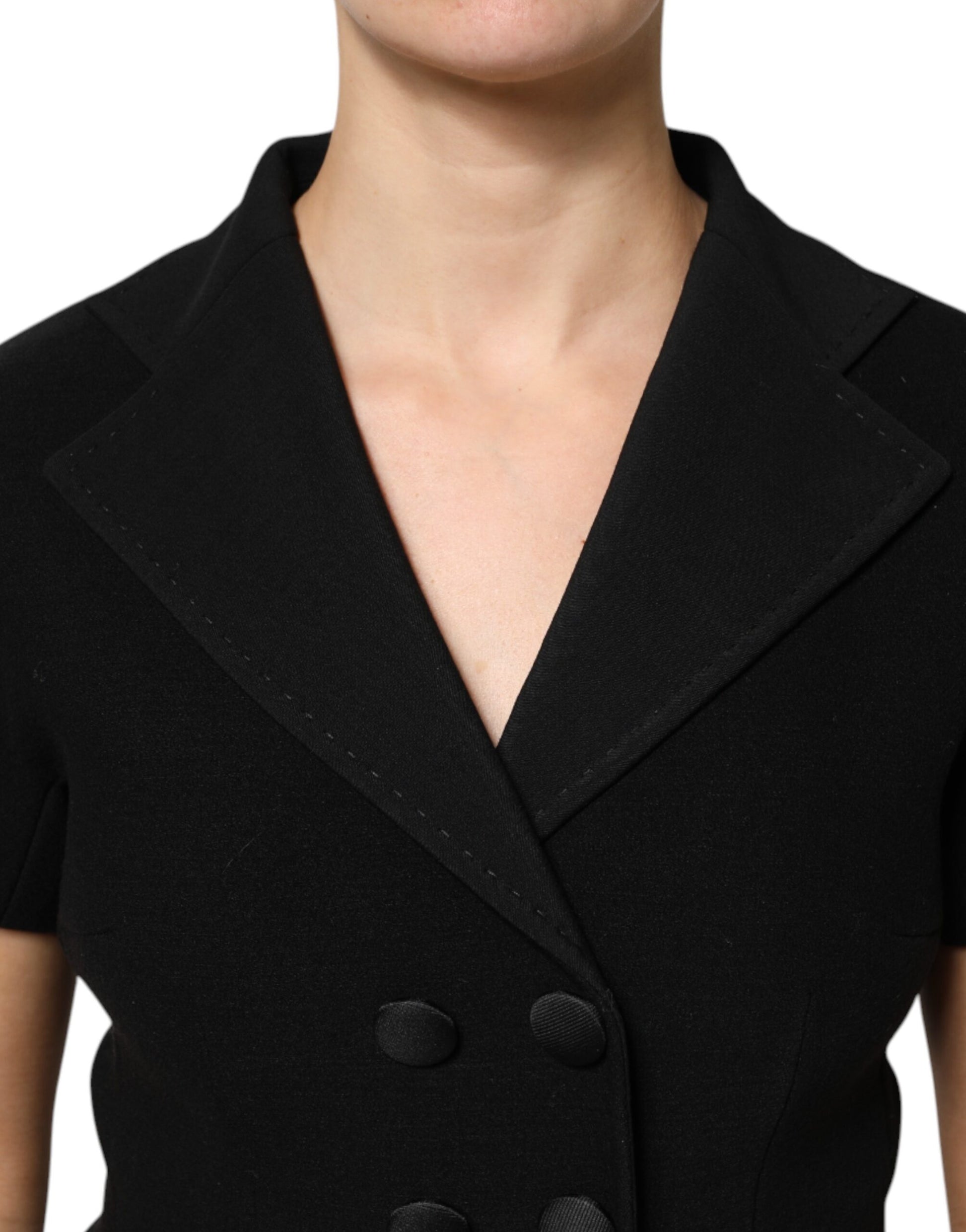Black Wool Double Breasted Coat Jacket