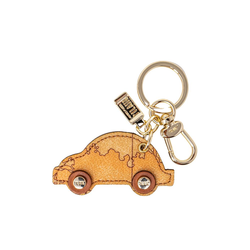 Beige Leather Keychain