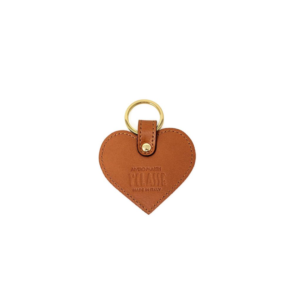 Beige Leather Keychain