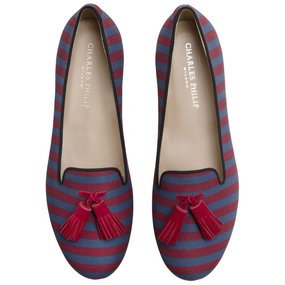 Red Cotton Flat Shoe