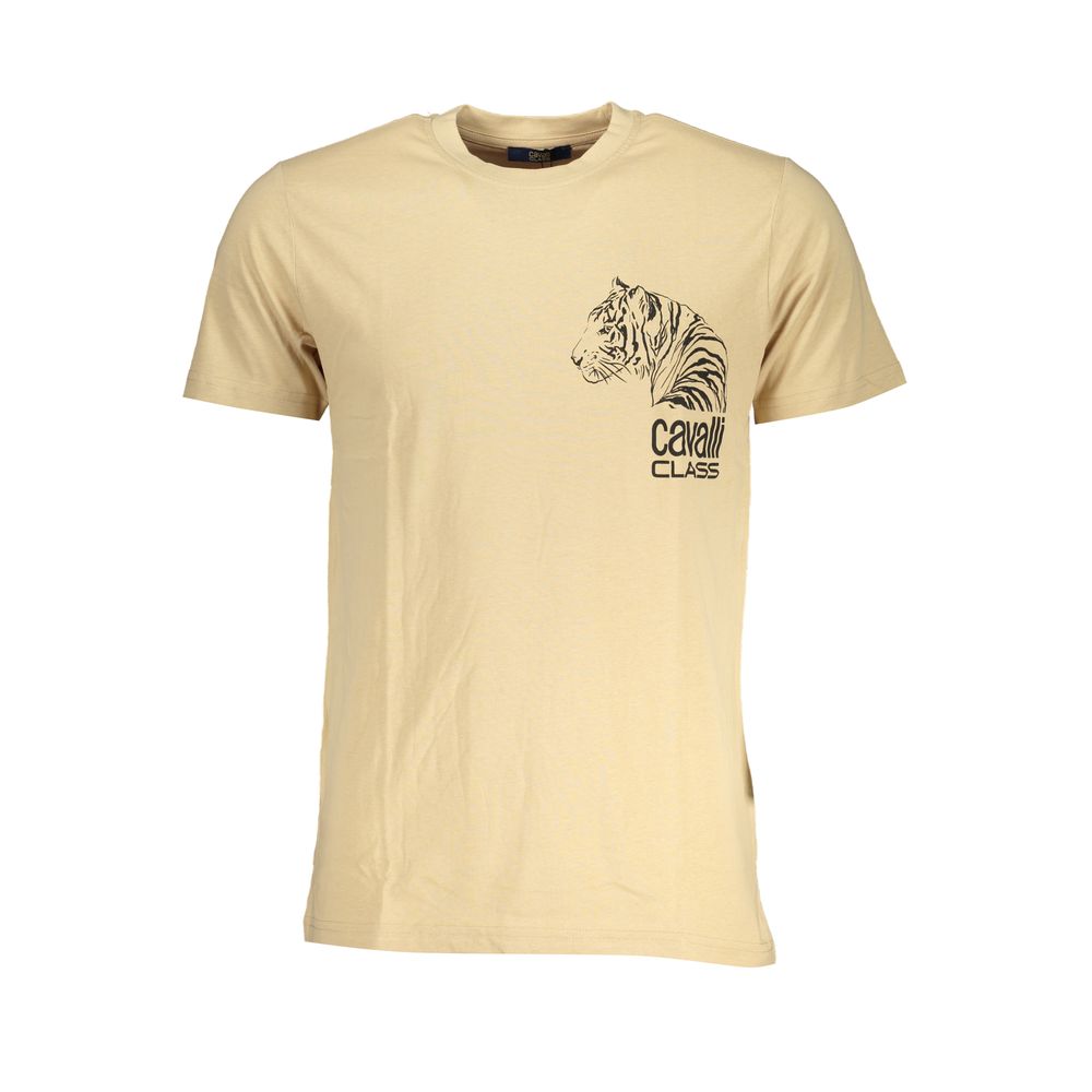 Beige Cotton Men T-Shirt