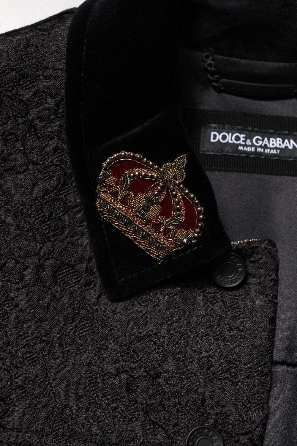 Black Gold Floral Jacquard Men Biker Jacket