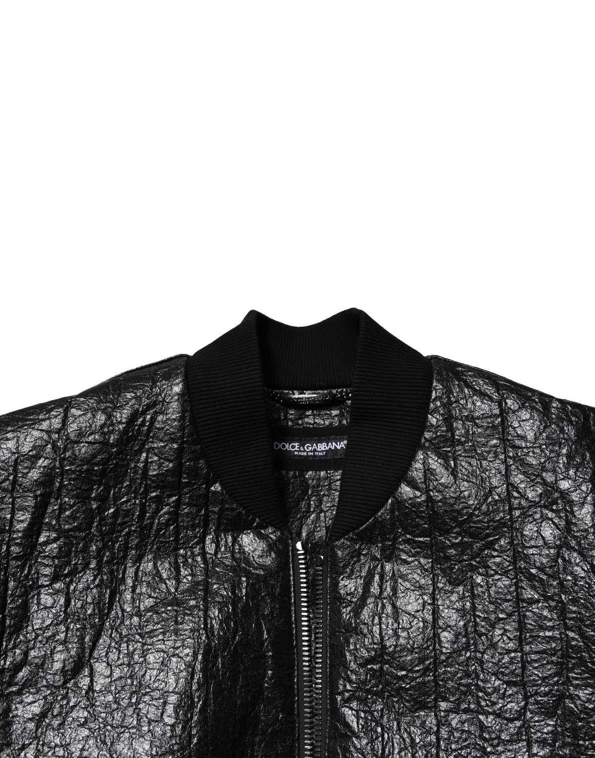 Black Logo Plaque Bomber Full Zipper Jacket