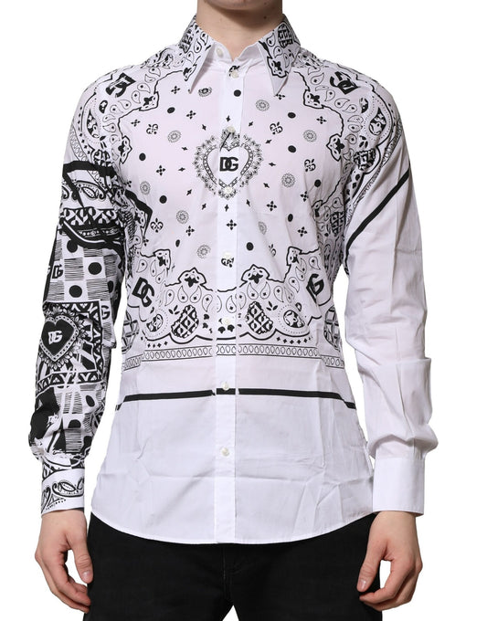 White MARTINI Bandana Print Formal Shirt