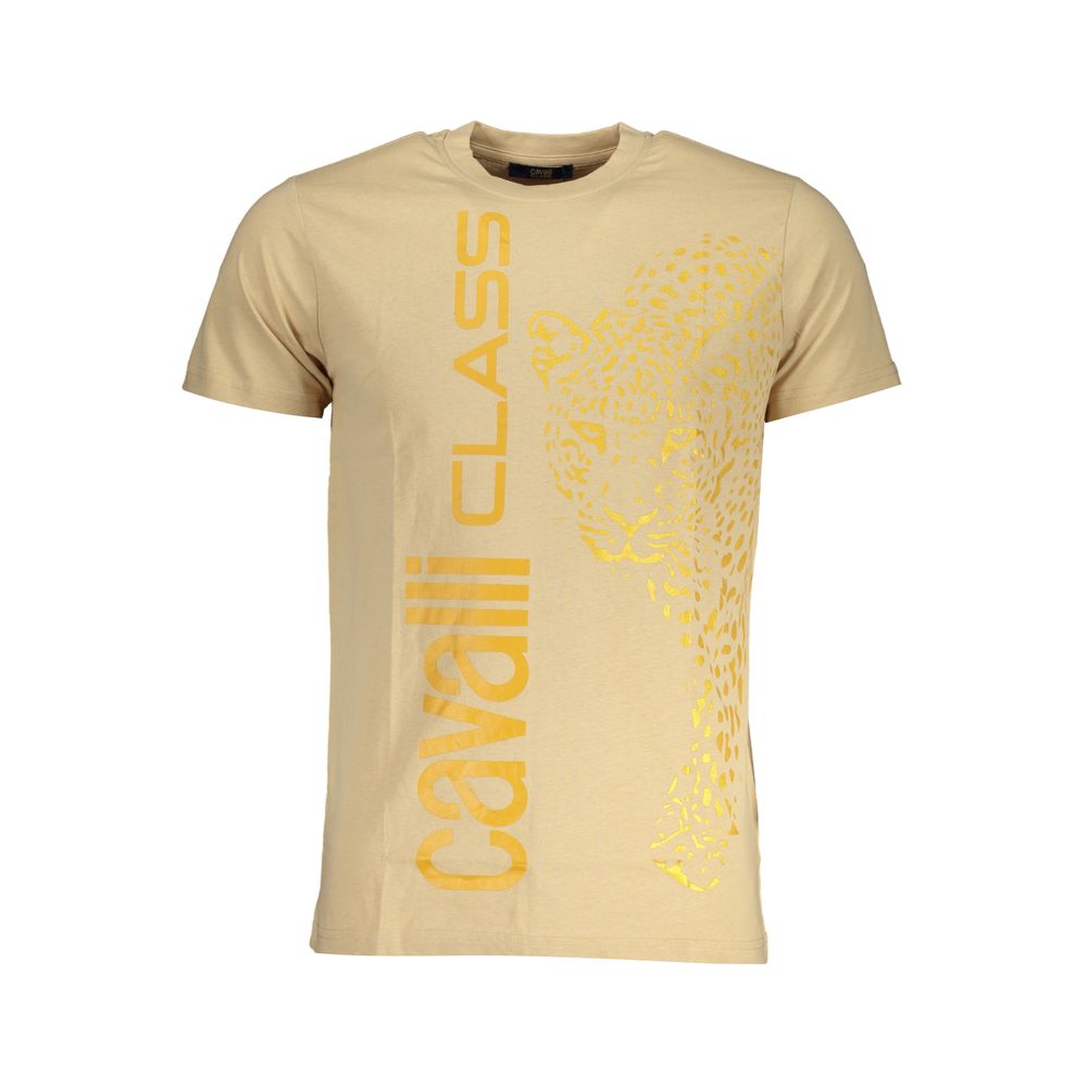 Beige Cotton Men T-Shirt
