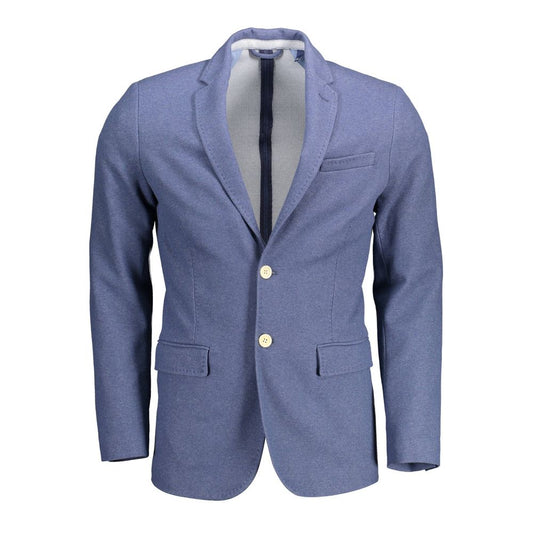 Blue Cotton Men Jacket