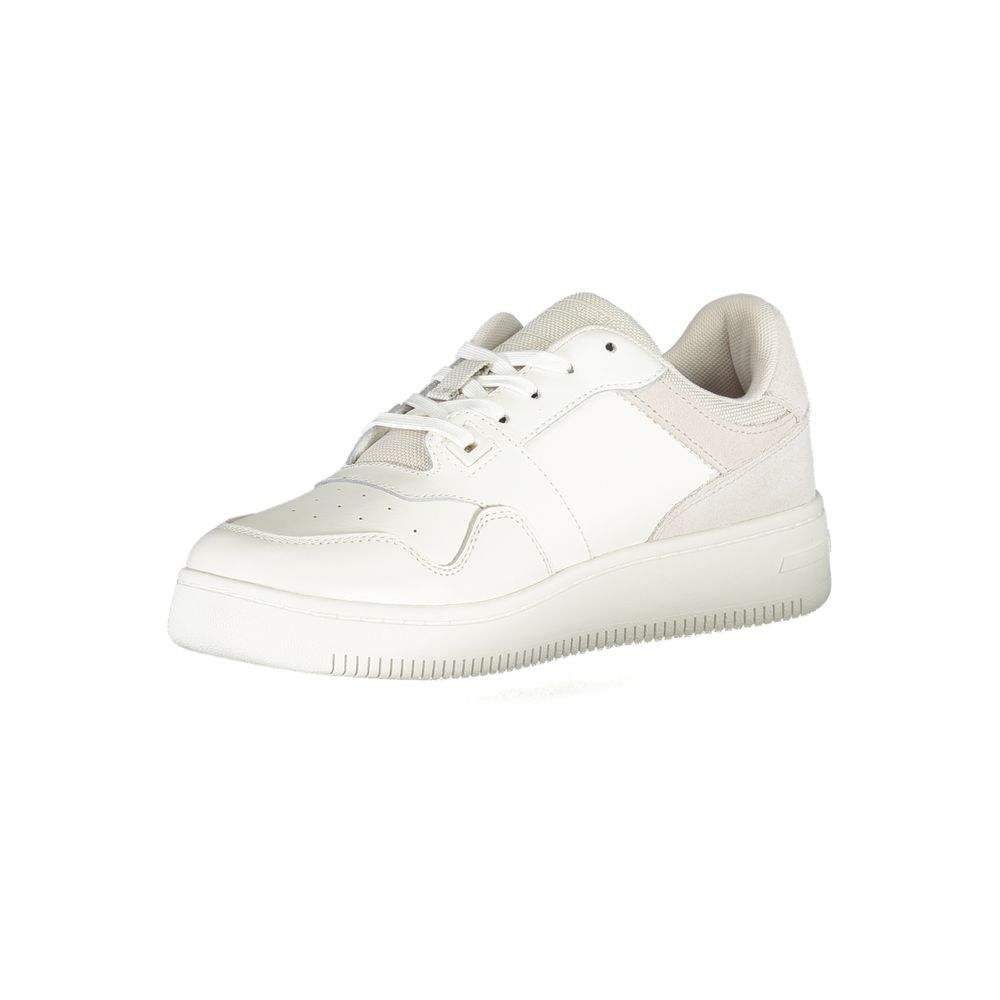 White Polyester Athletic Sneakers