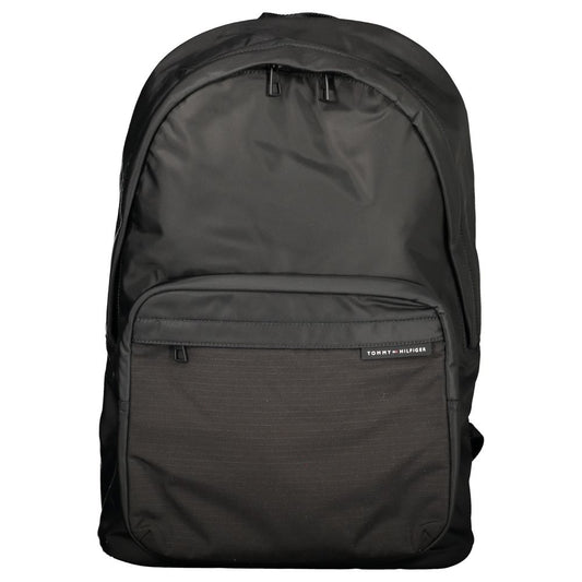 Black Polyester Men Backpack