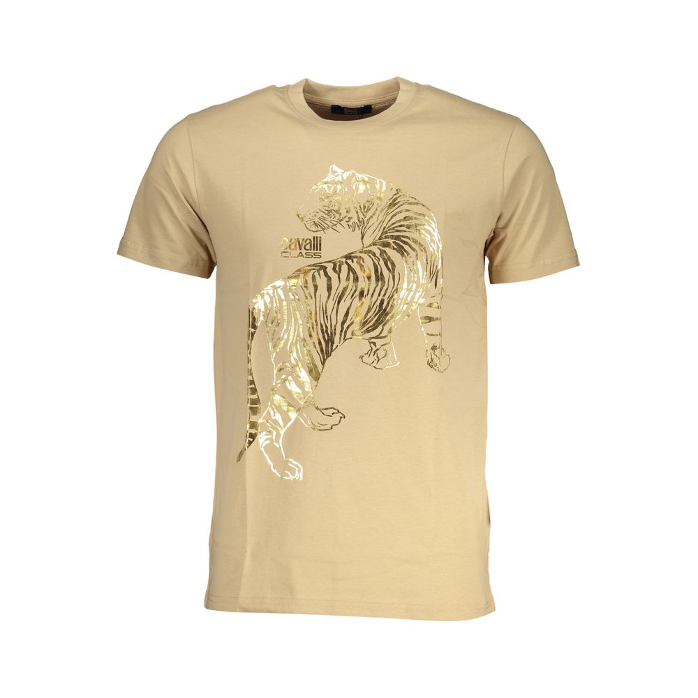 Beige Cotton Men T-Shirt