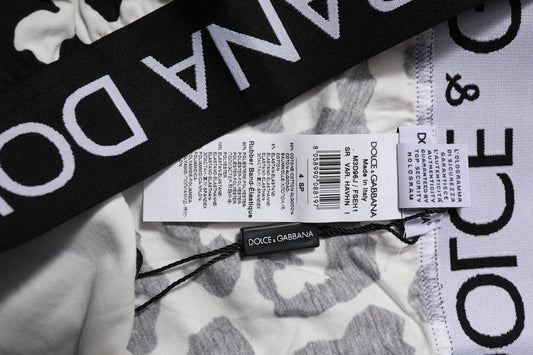 White Black Cotton Logo Leopard Underwear