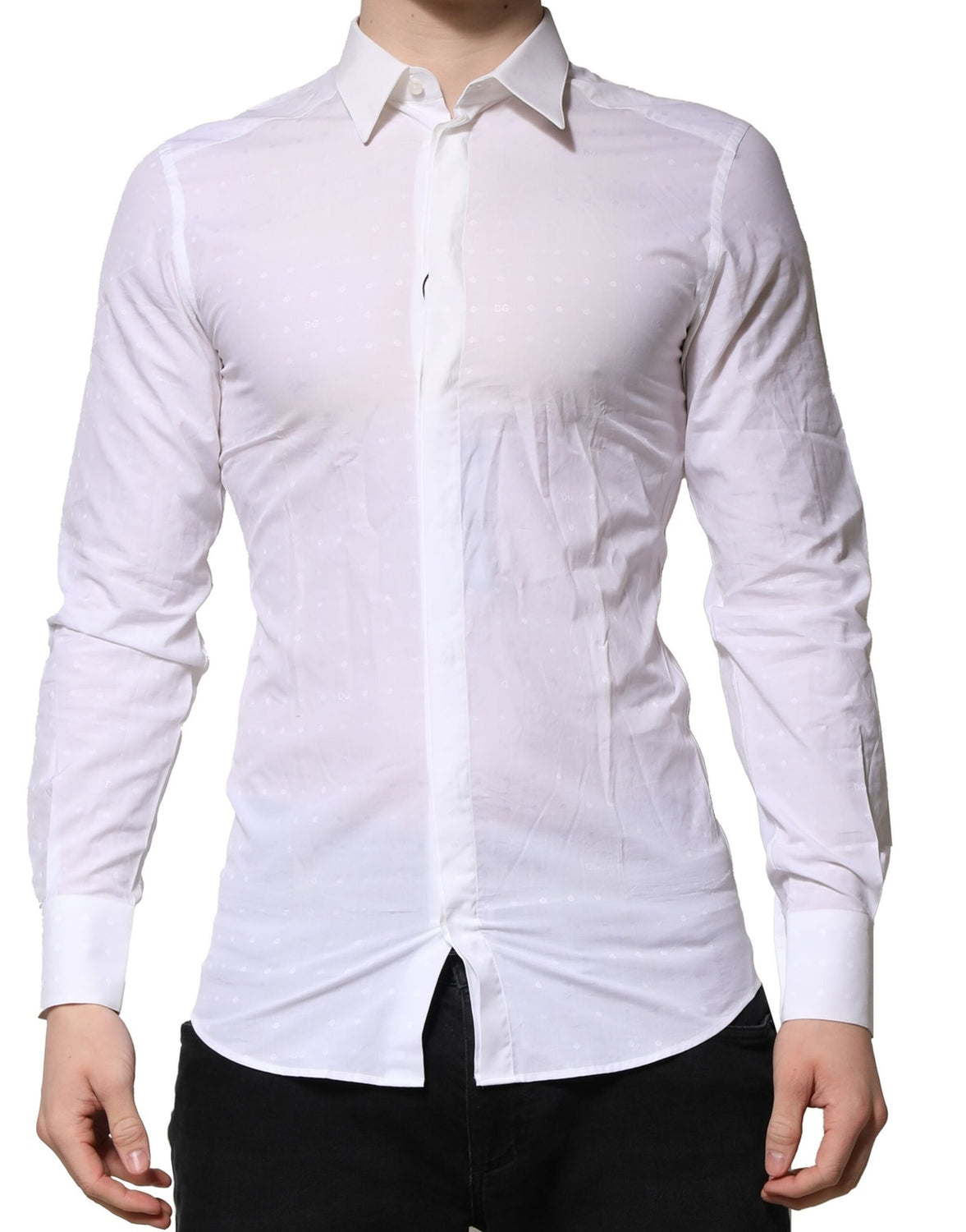 White Cotton GOLD Long Sleeves Formal Shirt