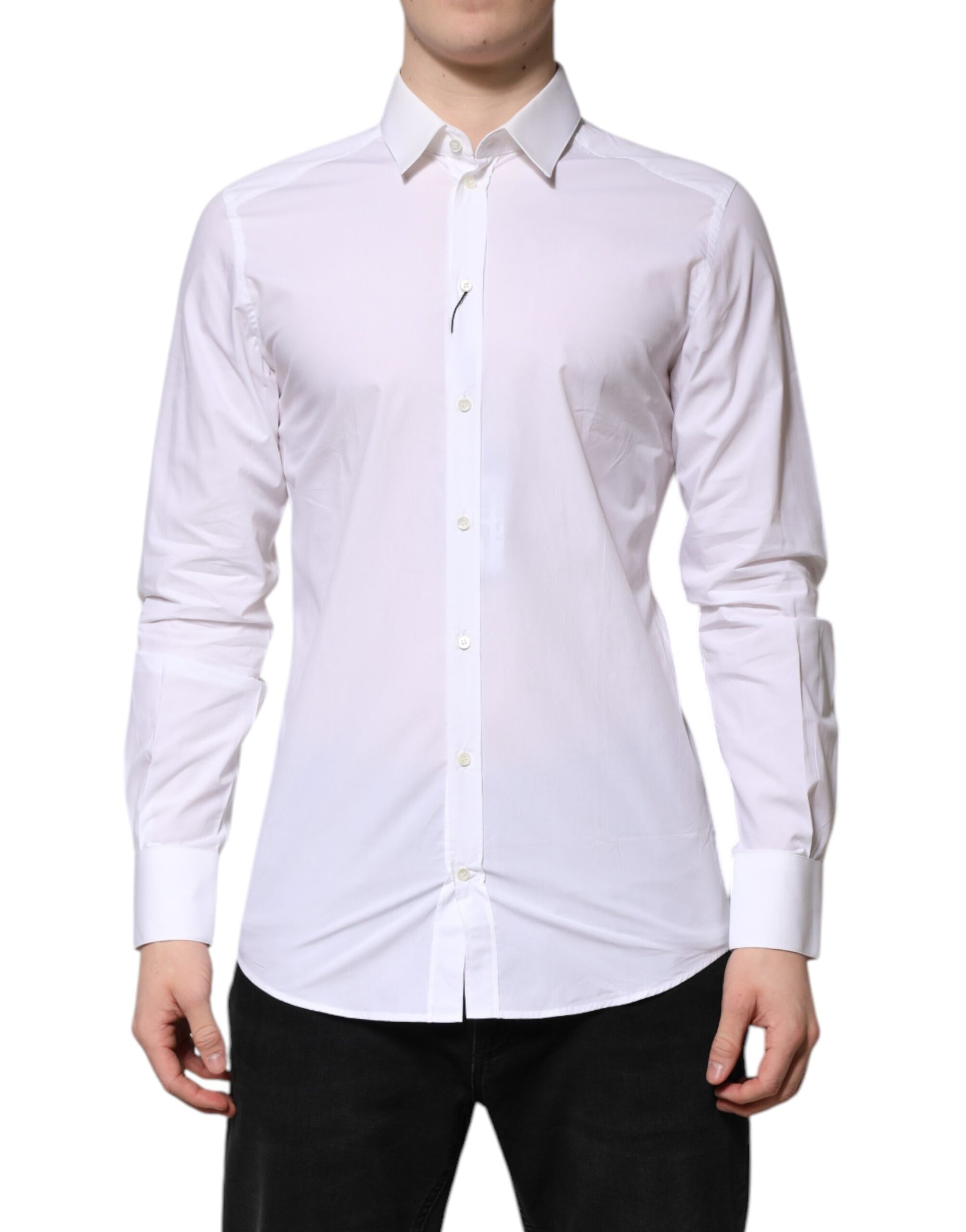 White Cotton GOLD Long Sleeves Formal Shirt