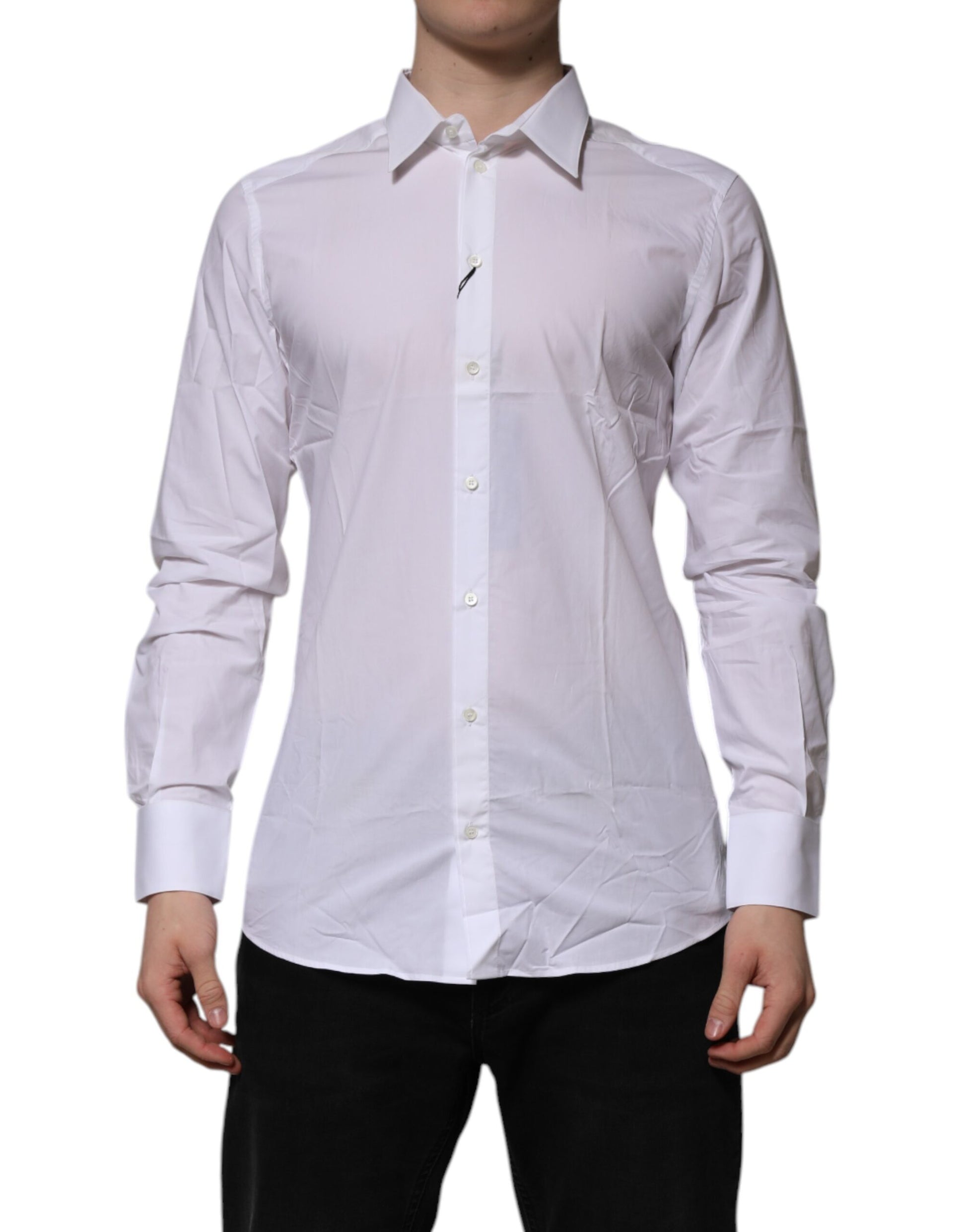 White Cotton GOLD Long Sleeves Formal Shirt