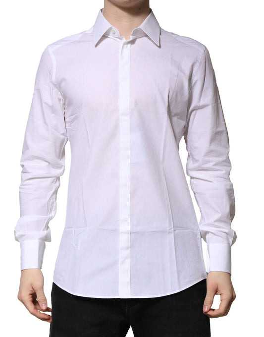White Cotton GOLD Long Sleeves Formal Shirt