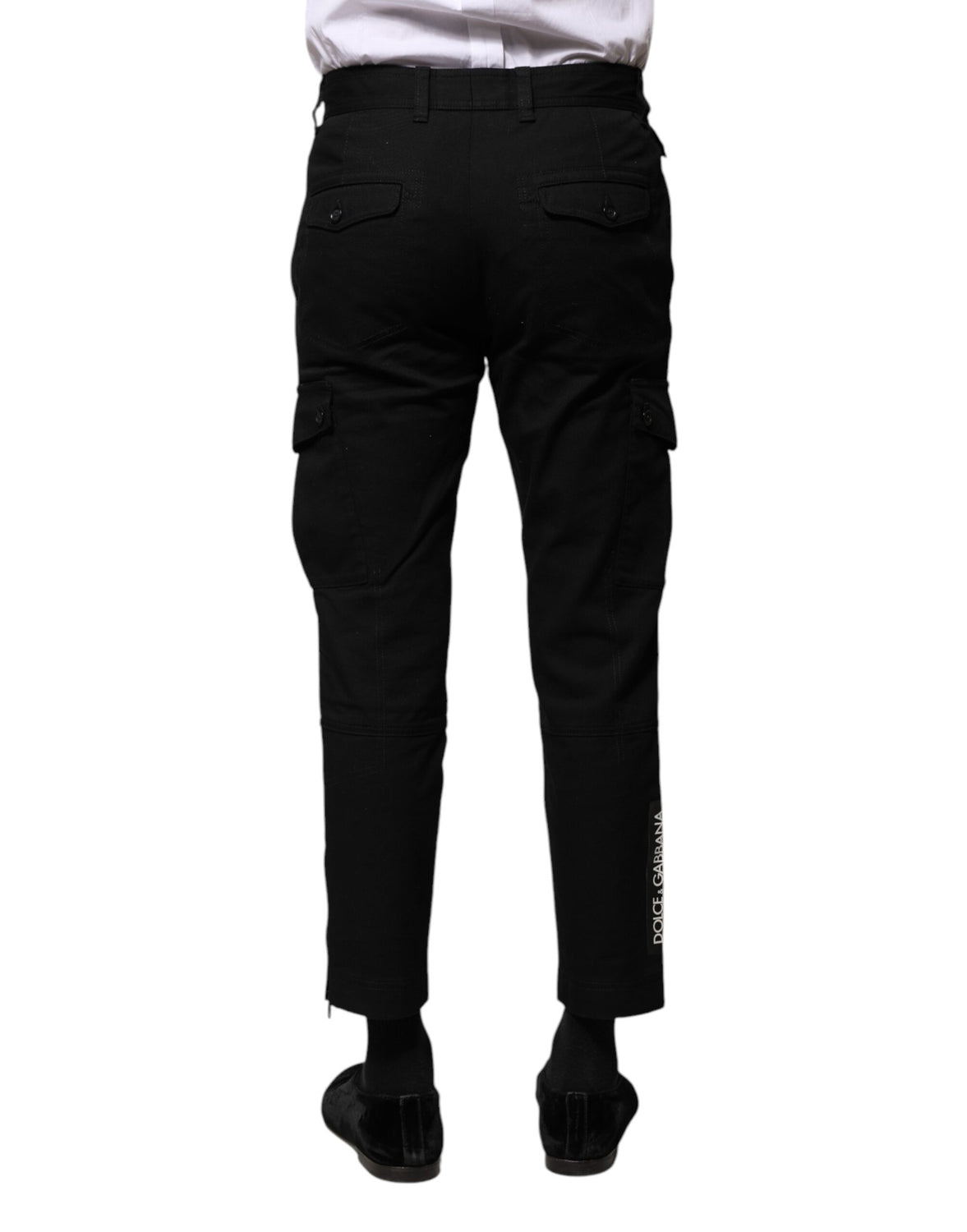 Black Cotton Formal Men Cropped Pants