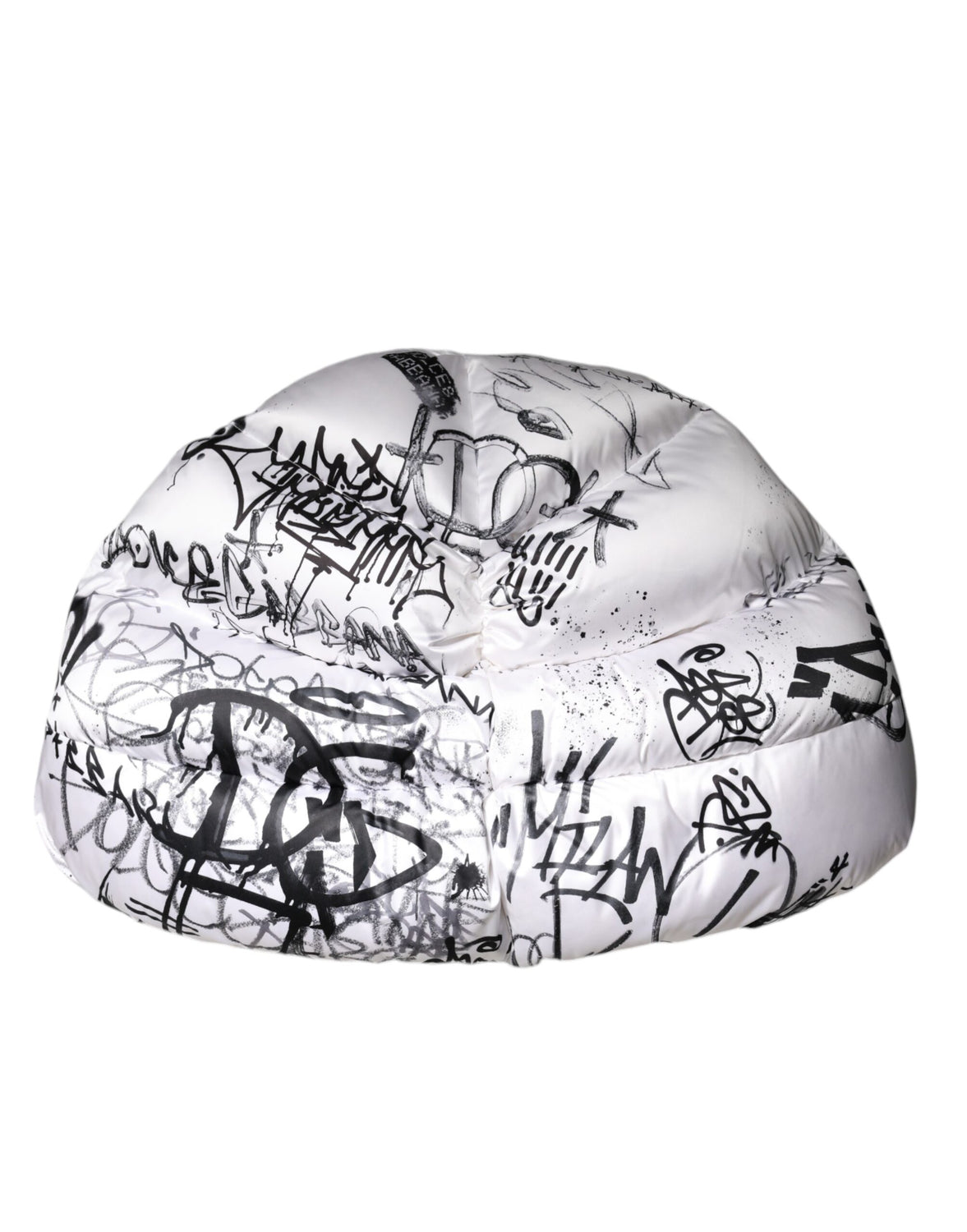 White Polyester Printed Hood Quilted Hat
