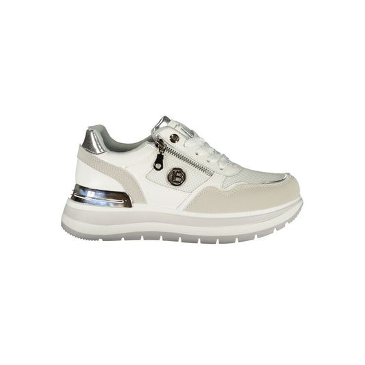 White Polyester Women Sneaker