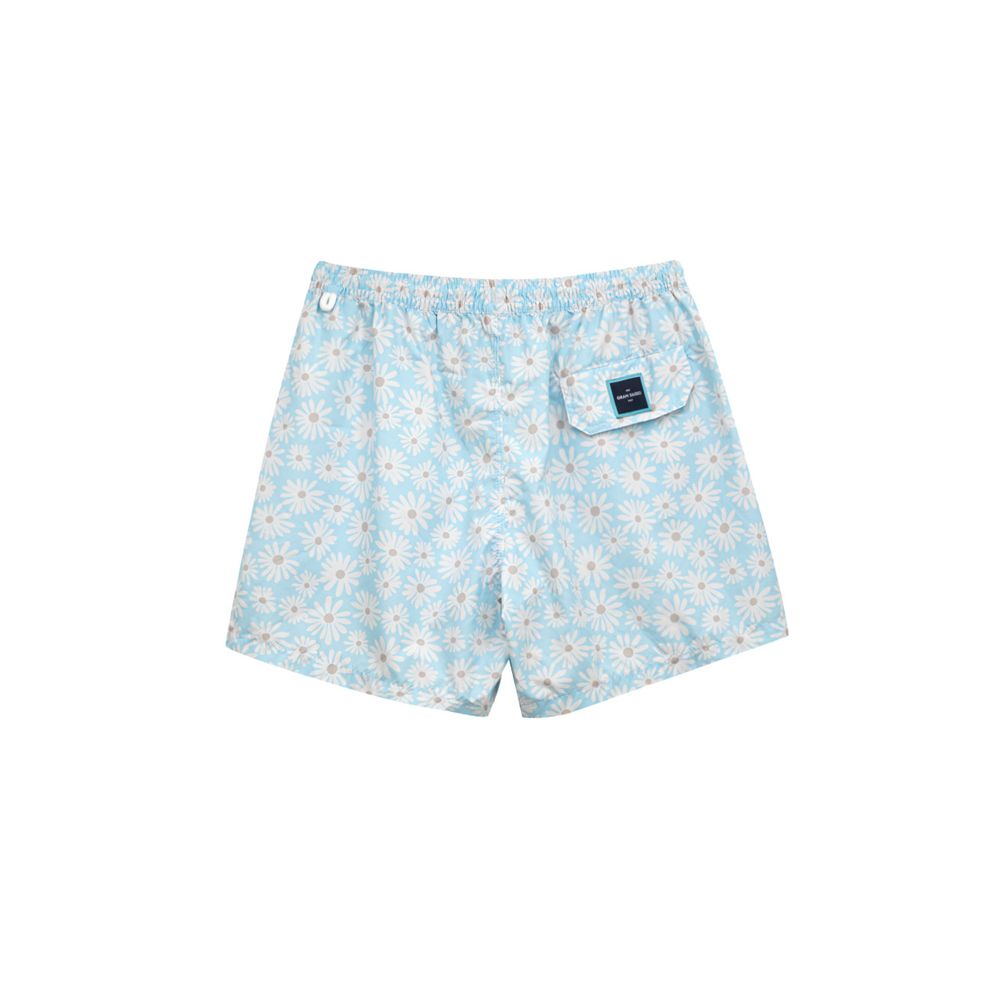 Blue Polyester Swim Short