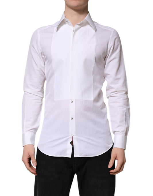 White Cotton GOLD Long Sleeves Dress Shirt
