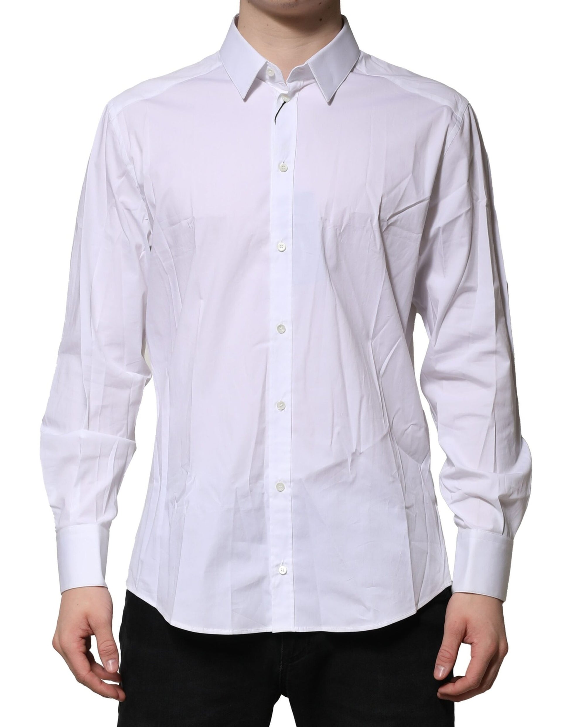 White Cotton GOLD Long Sleeves Dress Shirt