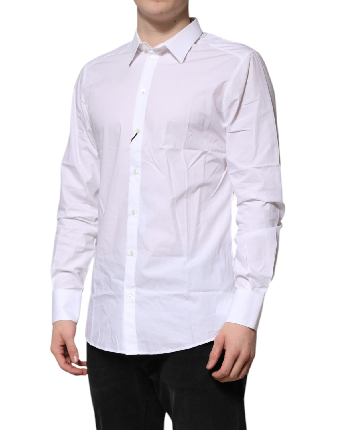 White Cotton GOLD Long Sleeves Dress Shirt