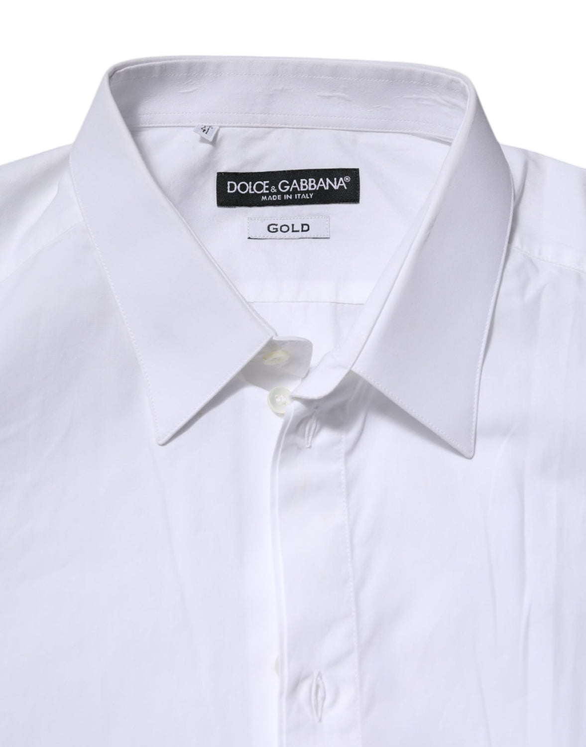 White Cotton GOLD Long Sleeves Dress Shirt