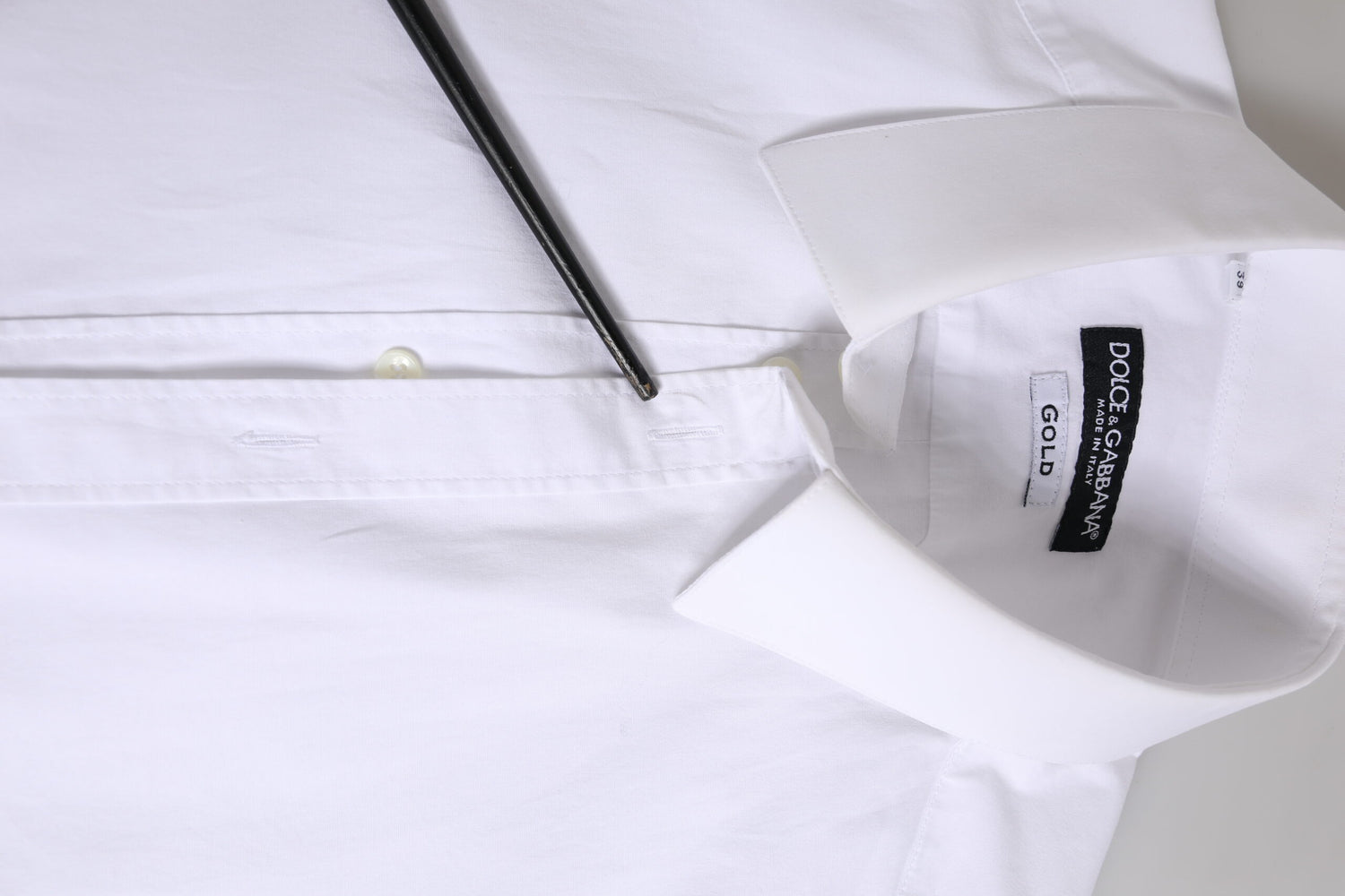 White Cotton GOLD Long Sleeve Men Dress Shirt